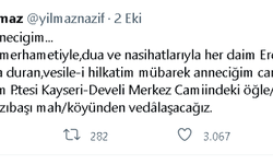 KAYSERİLİ BAKAN YARDIMCISI YILMAZ ‘IN ACI GÜNÜ