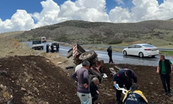 Kontrolden çıkan traktör devrildi
