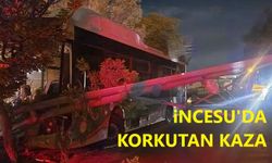 İncesu'da Belediye Otobüsü Kaza Yaptı