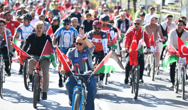Filistin'e destek için pedal çevirdiler