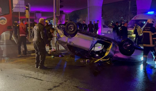 Polisten kaçarken takla attı