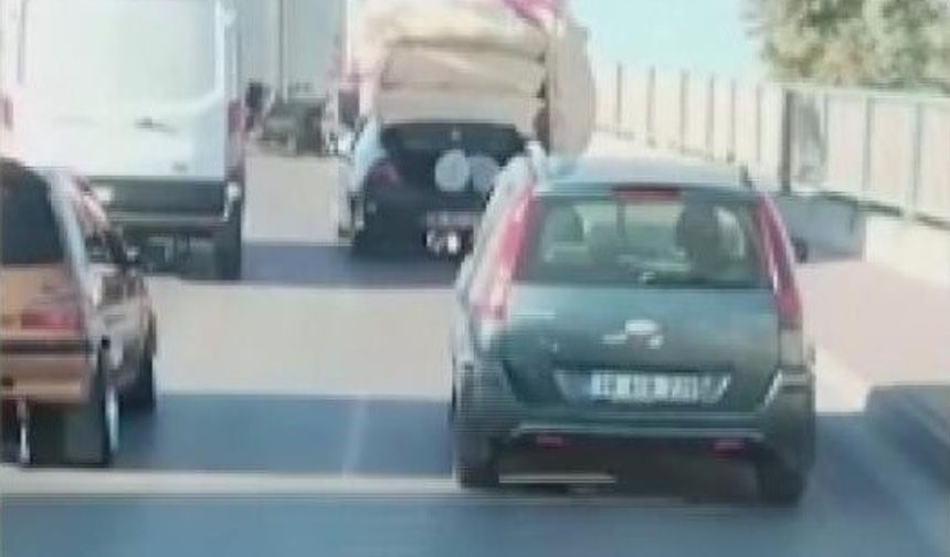 Araçlarına fazla yük atarak trafiği tehlikeye soktular