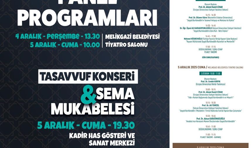 Seyyid-i Sır’dan anma programları Kayseri’de başlıyor