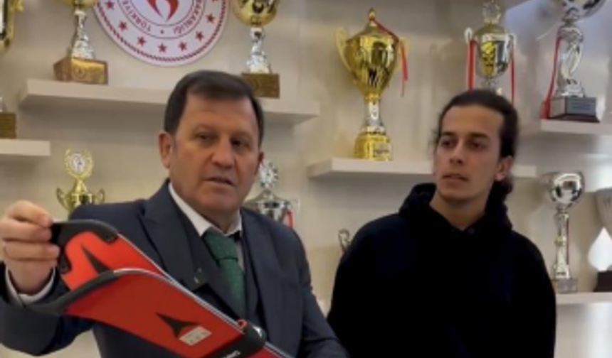 Başarılı sporcuya malzeme desteği