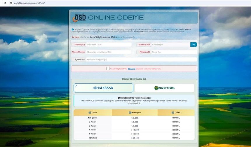Kayseri OSB'de Fatura Ödemelerine Taksit İmkanı