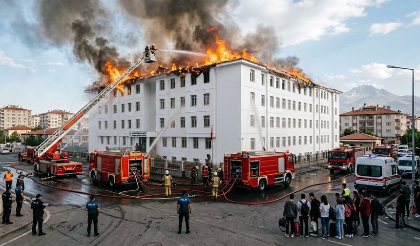 Erkek öğrenci yurdunda yangın çıktı