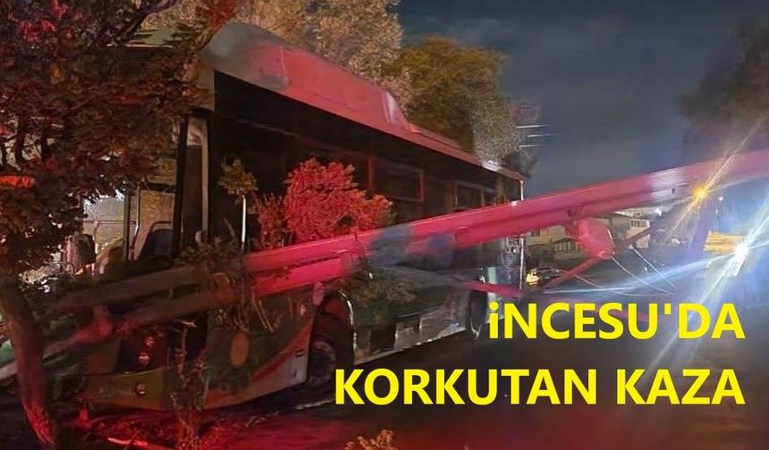 İncesu'da Belediye Otobüsü Kaza Yaptı