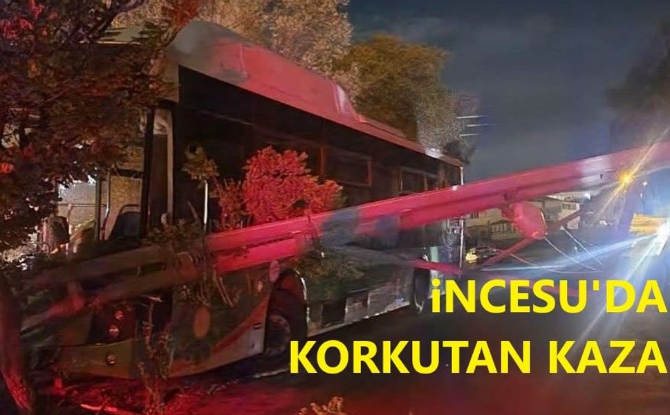 İncesu'da Belediye Otobüsü Kaza Yaptı