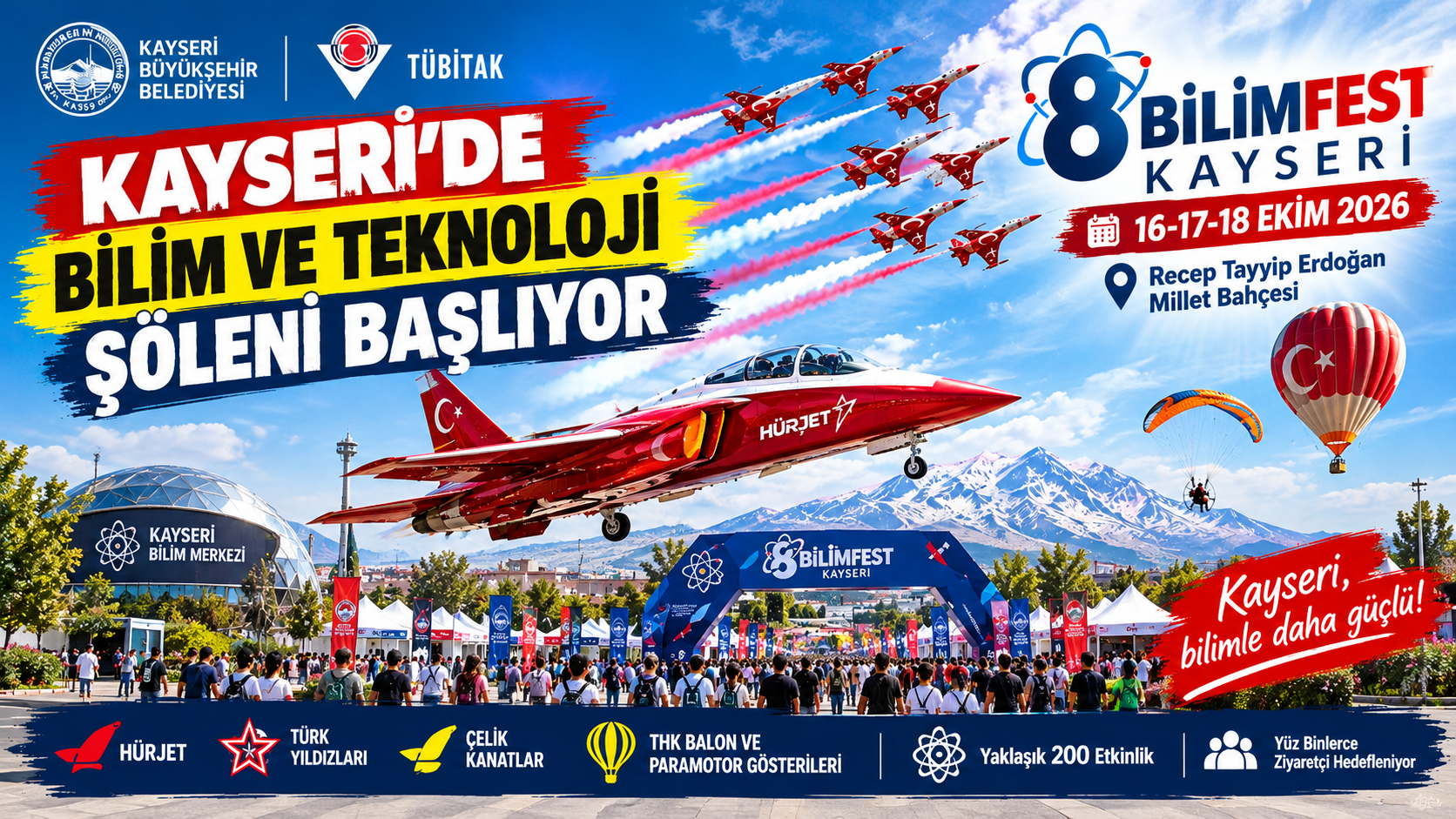 HÜRJET ve Türk Yıldızları, Kayseri BİLİMFEST'te buluşuyor